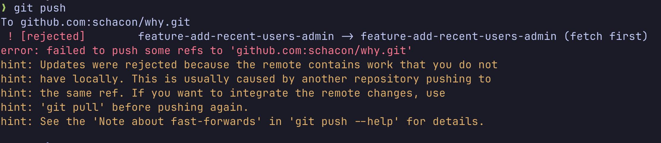 Oh no, someone else has pushed!